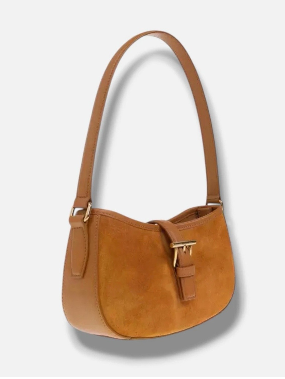 NEW ALEXANDER MCQUEEN LIGHT BROWN SUEDE LEATHER MINI T-BAR BUCKLE SHOULDER BAG - Picture 2 of 8